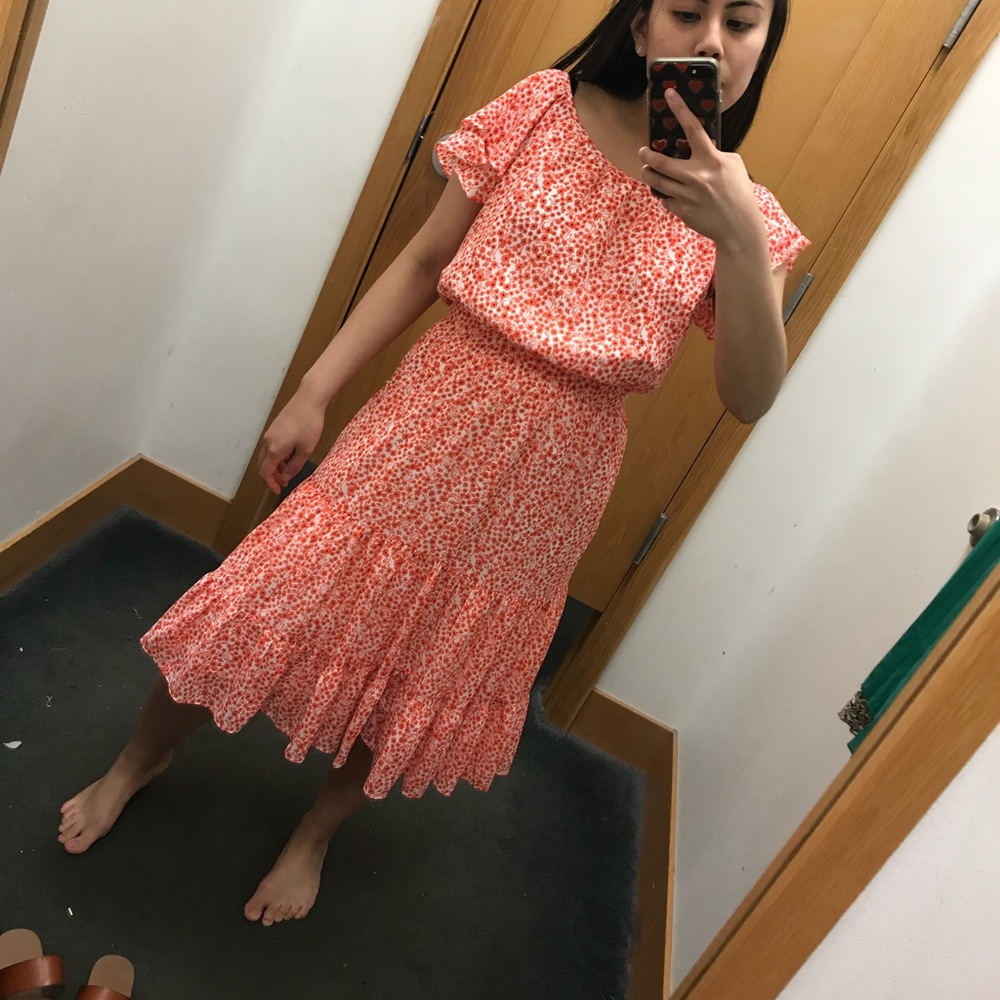J.Crew Factory Red Floral Midi Dress
